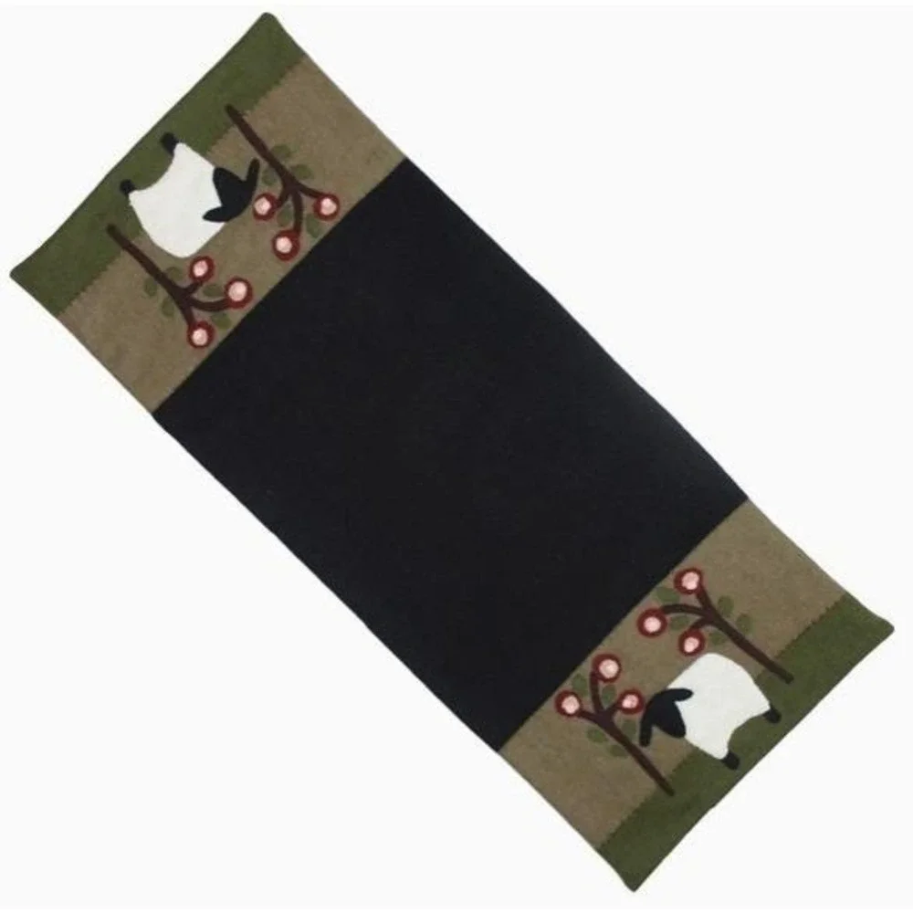 Primitive Sheep in the Grove Table Runner Wool Felt 14